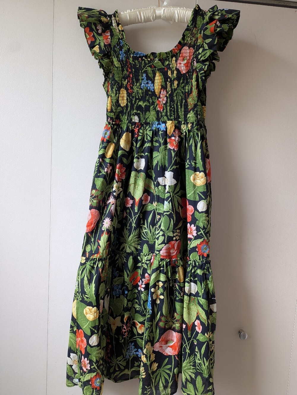 Tuckernuck "Mallie" midi dress in "Noir Blooming Botanical - FLAWED - Picture 3 of 7